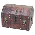 Vintiquewise Antique Wooden Pirate Treasure Chest with Lion Rings and Lockable Latch QI003039